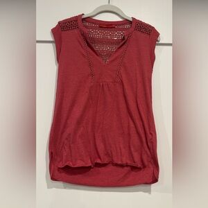 Prana Red Crochet Detail Blouse